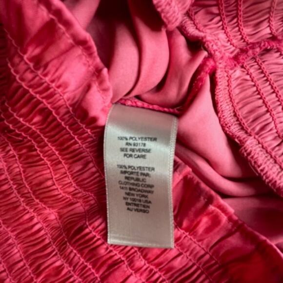 NEW Catherine Malandrino X-Small Silky Long Sleeve Ruffle Blouse Tango Pink - Picture 14 of 15